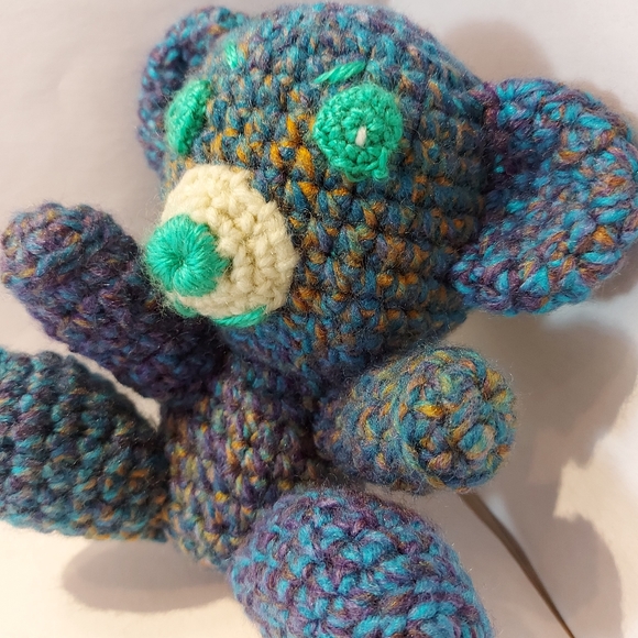 Handmade Crochet Teddy Blue Bear - Picture 8 of 8